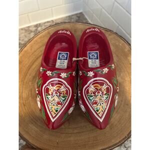 Jundra Dutch Clogs Red Hand Painted Made In Holland Size 15cm 23/24 - set of two